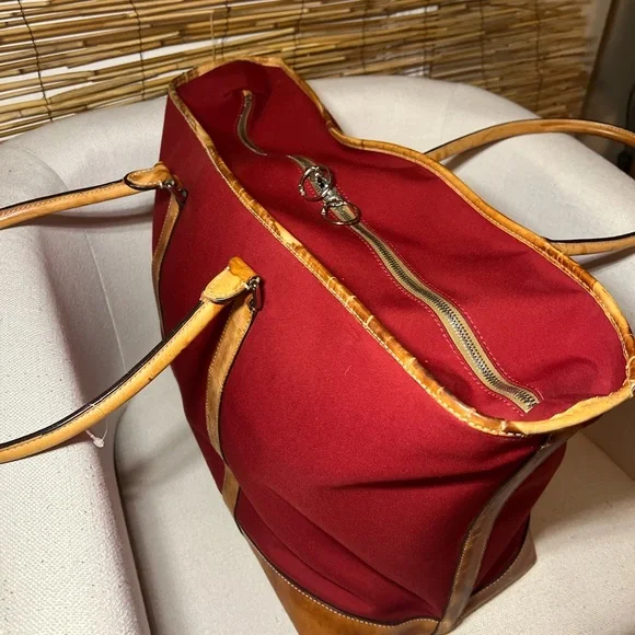 🍎Coach Red and Tan Large vintage travel Tote Bag🍎 - Picture 5 of 10